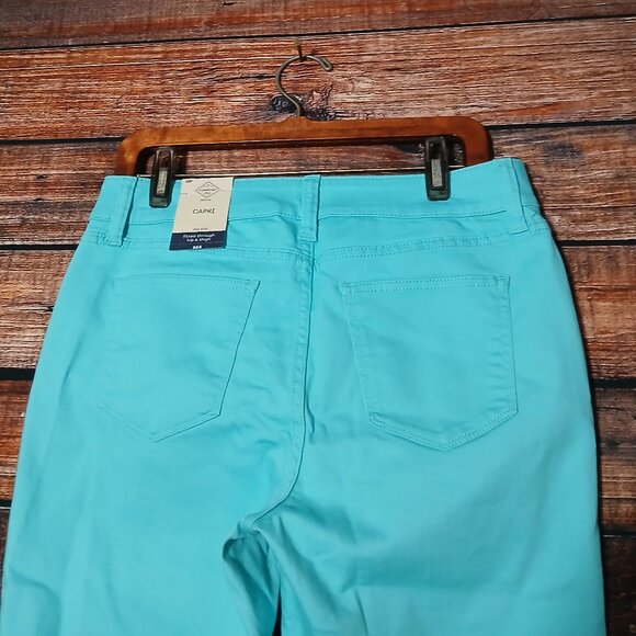 NWT St Johns Bay Capri Jeans 10P Aqua Sail Mid Rise Stretch - Picture 5 of 10